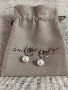 David Yurman Silver Earrings with Pearls